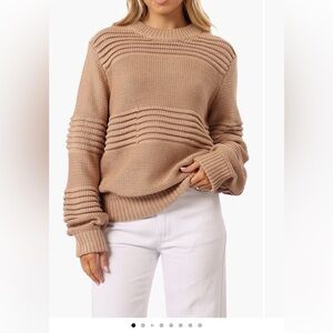 Petal & Pup Beckett Textured Stripe Sweater Beige‎ Medium NWT